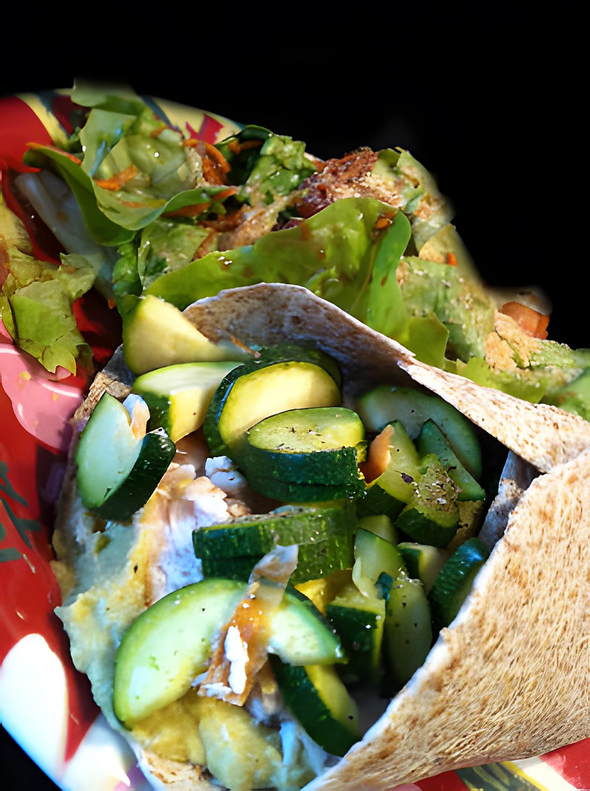 recette Burrito Libanais Hummus/Poulet et Courgettes !