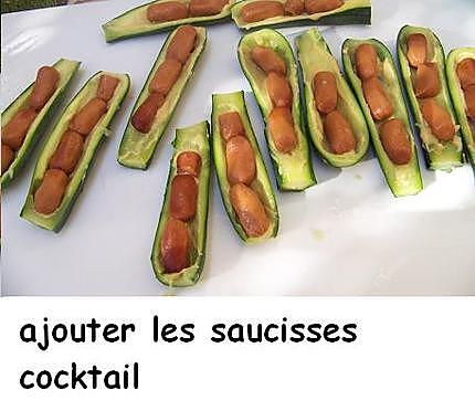 recette Hot dog de courgettes aux saucisses cocktail