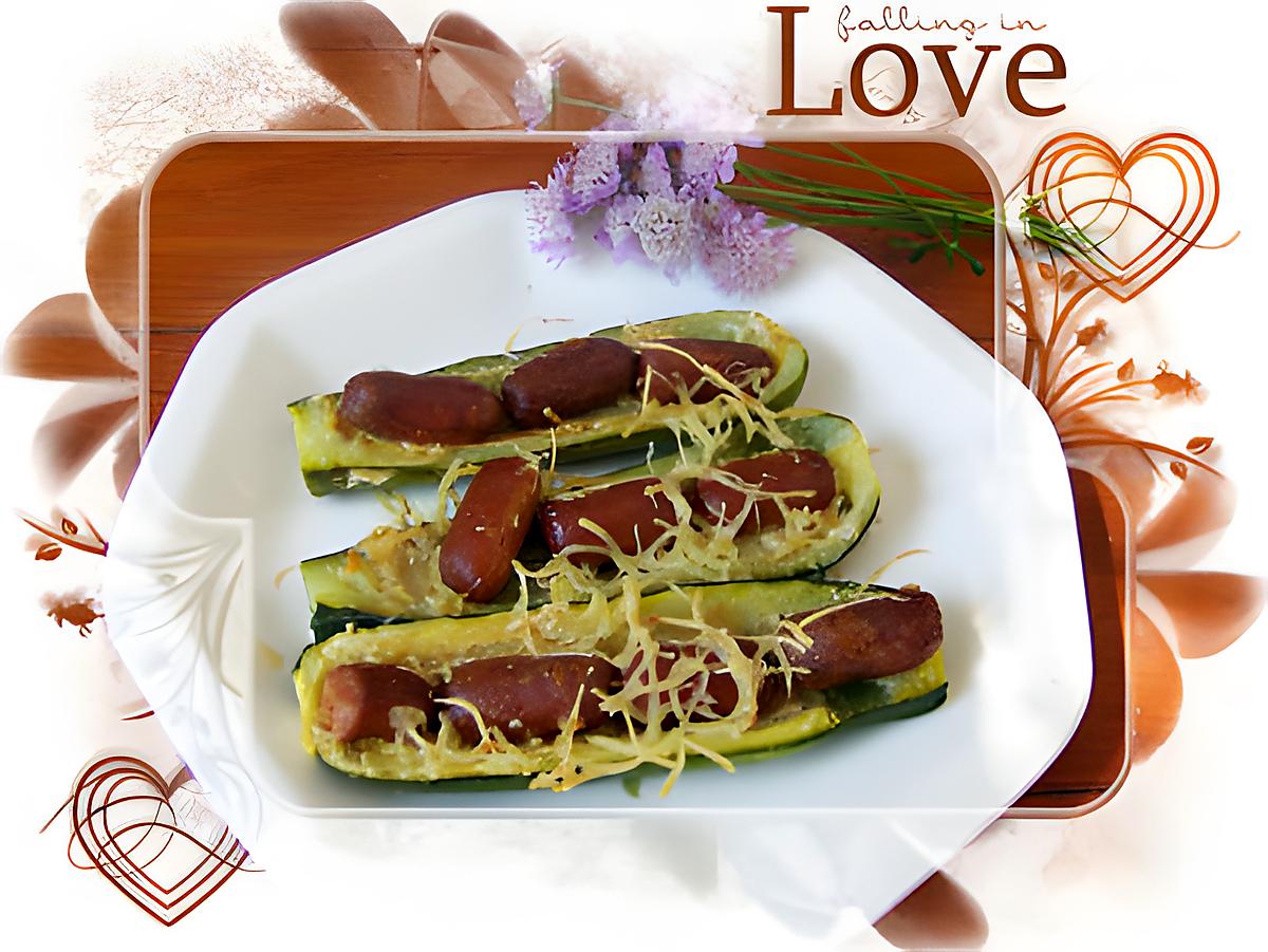 recette Hot dog de courgettes aux saucisses cocktail