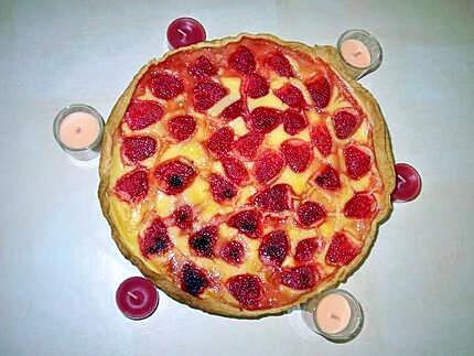 recette Tarte au flan patissier & fraises