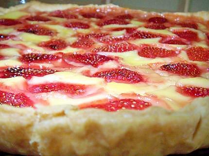 recette Tarte au flan patissier & fraises