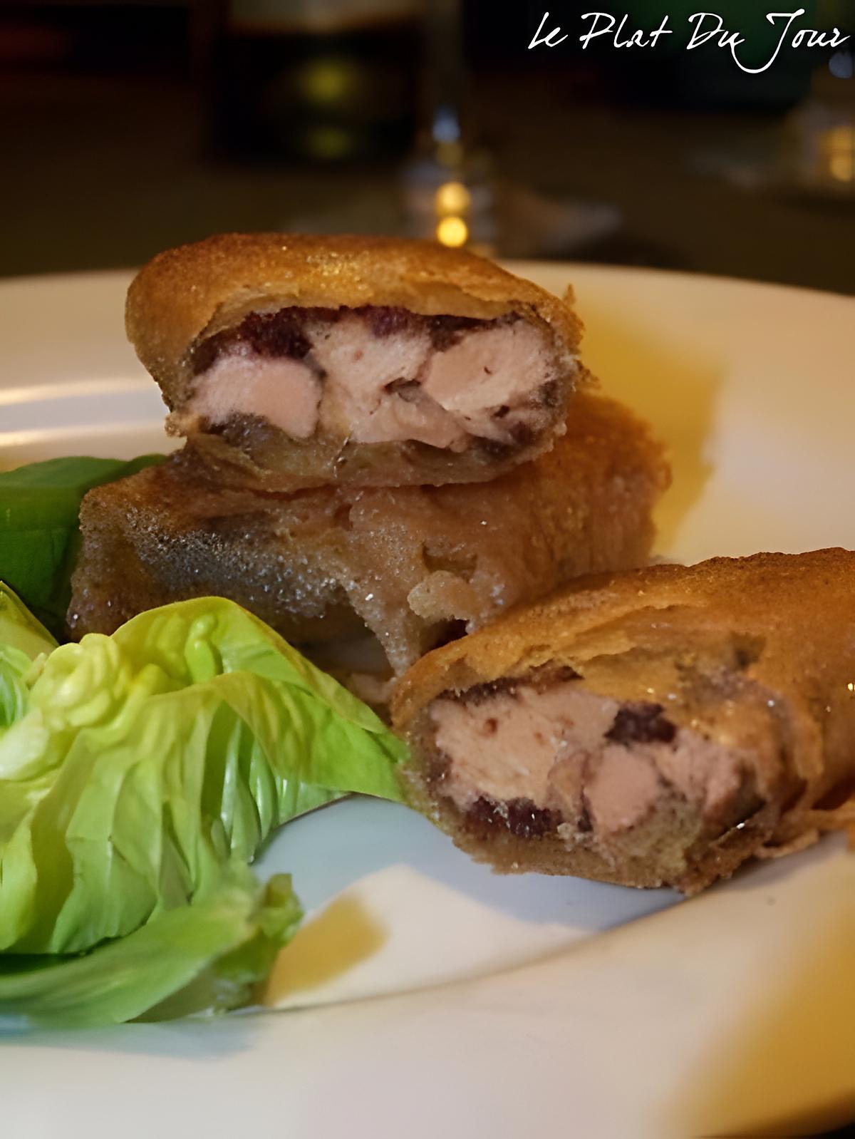 recette BRICK FOIE GRAS POMME ETC....