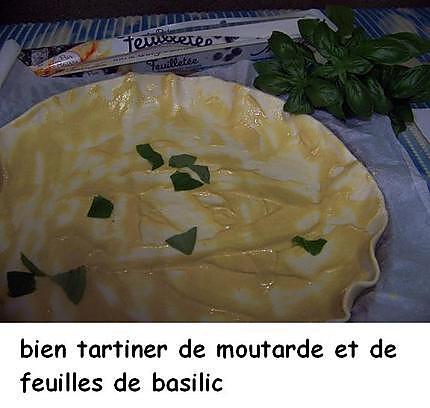 recette Tarte moutarde, tomate,  brebis et basilic
