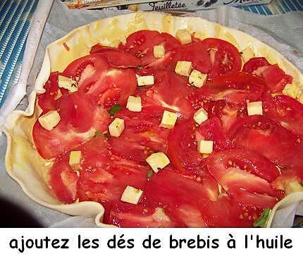 recette Tarte moutarde, tomate,  brebis et basilic