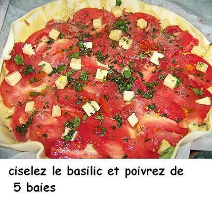 recette Tarte moutarde, tomate,  brebis et basilic