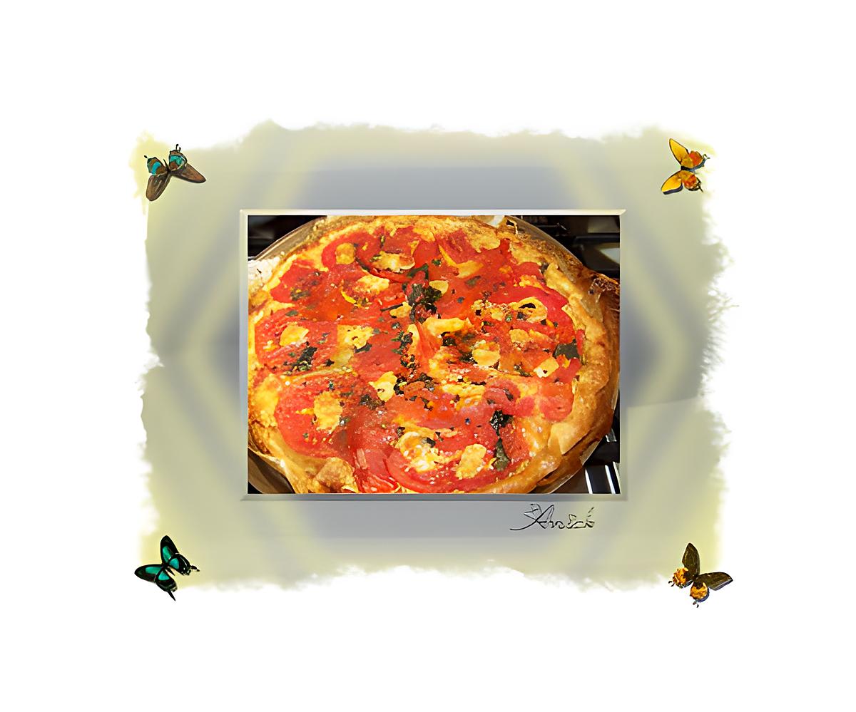 recette Tarte moutarde, tomate,  brebis et basilic