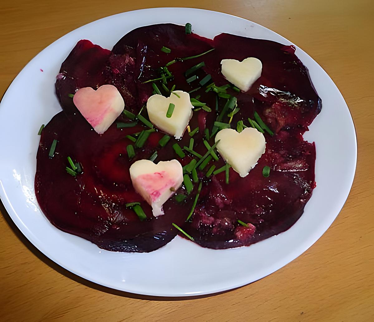 recette CARPACCIO DE BETTERAVE ET CANTAL