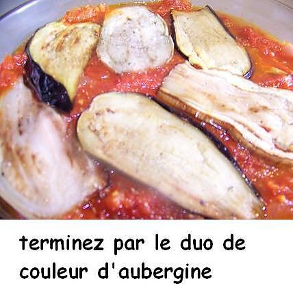 recette Aubergines bicolores  à la sauce tomate