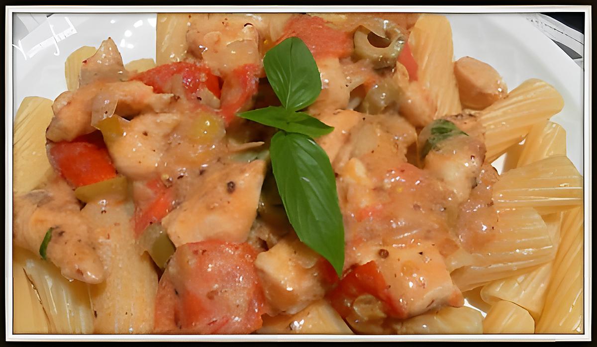 recette Pâte Tortiglioni au poulet sauce miel - moutarde à l'ancienne