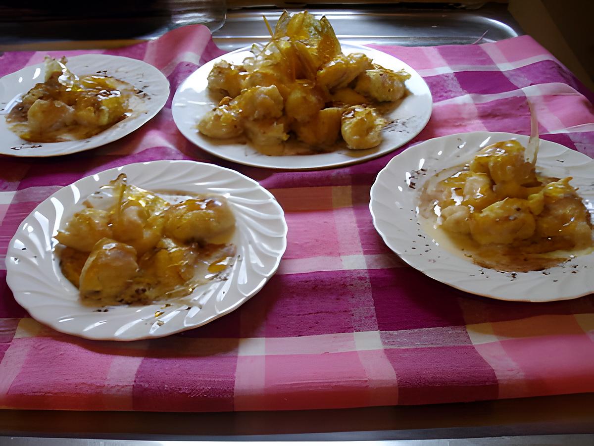 recette Choux à la créme patissiére et caramel.