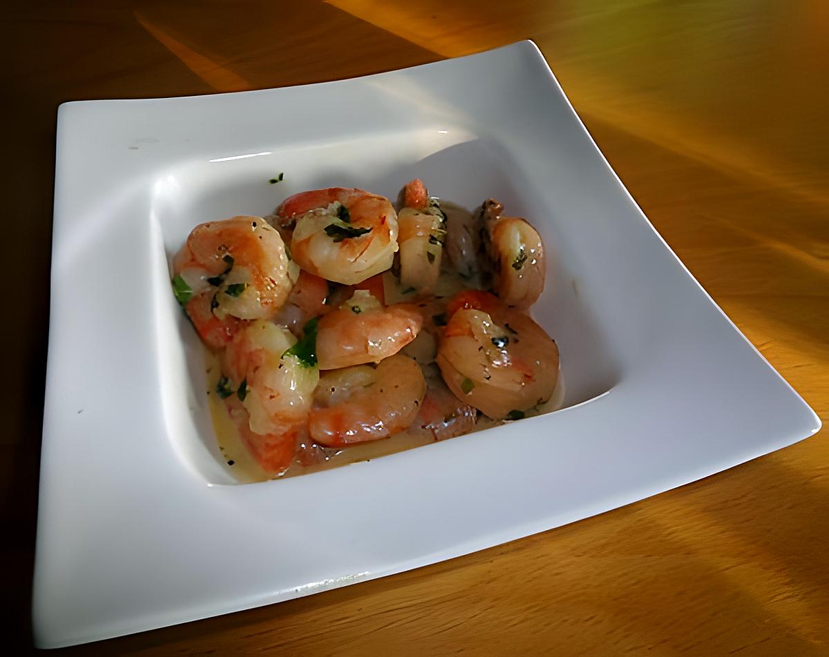 recette GAMBAS A LA FETA ET AIL