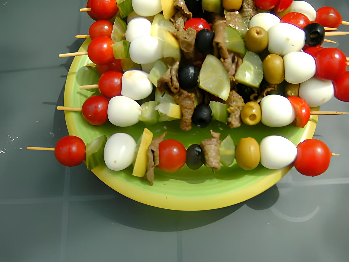 recette Salade en brochettes