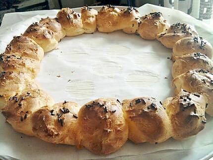 recette Couronne de pate à chou parfumé au citron et vermicelle chocolaté