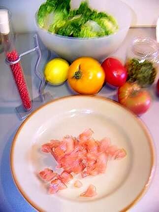 recette Salade aux lardons de saumon atlantique  fumé