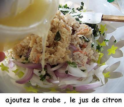 recette Taboulé vert au crabe et aux oignons rouges
