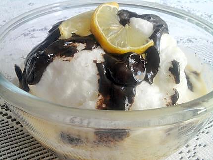 recette Ile flottante au citron et coulis de chocolat