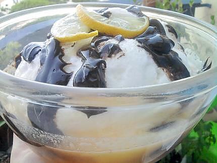 recette Ile flottante au citron et coulis de chocolat