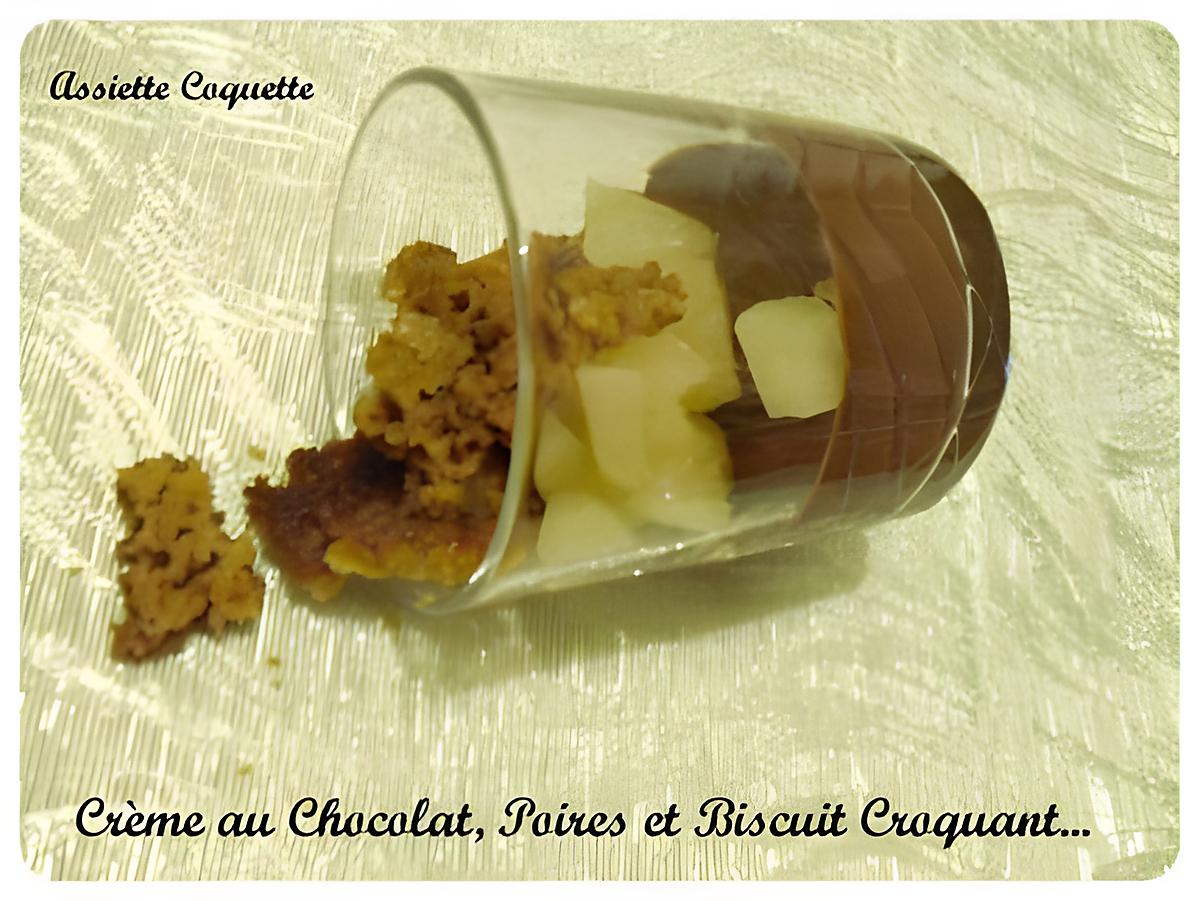 recette Crème au Chocolat, Poires et Biscuit Croquant