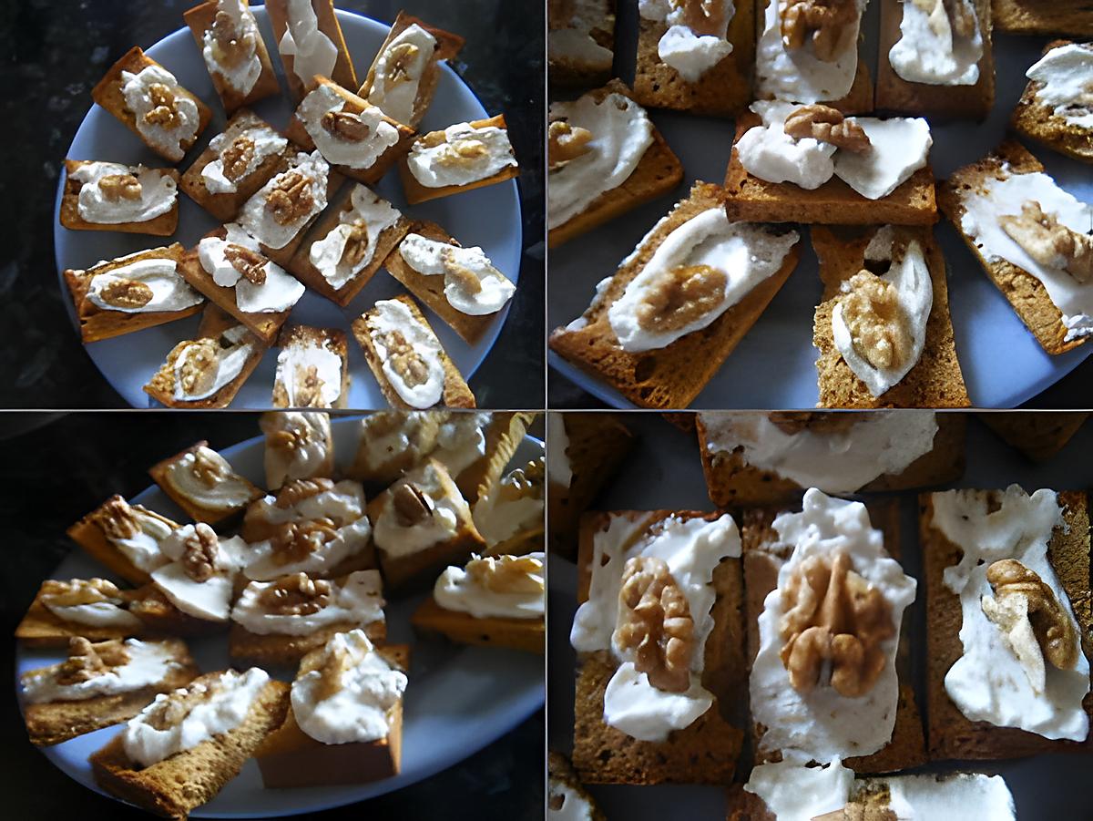recette PAIN D'EPICES- ST MORET - ROQUEFORT - NOIX.