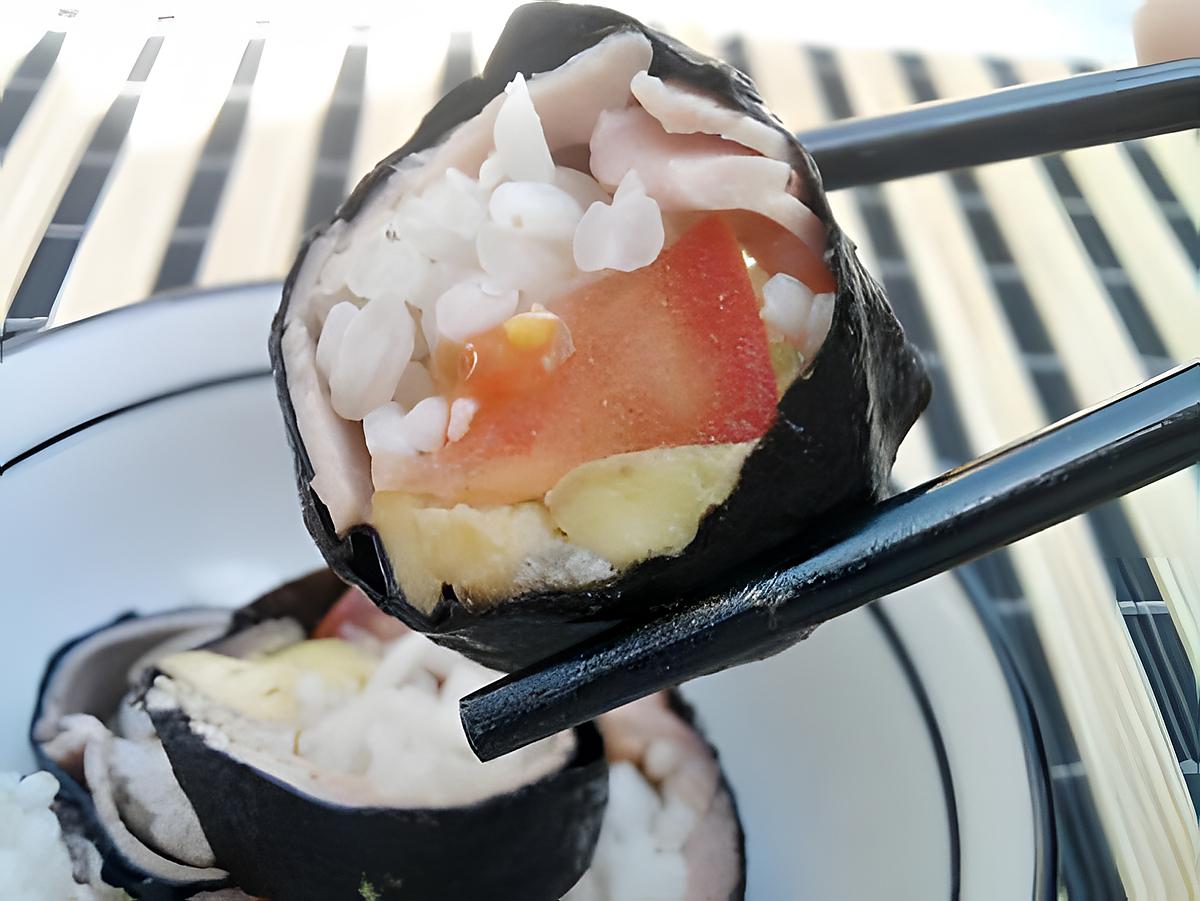 recette Sushi au jambon tomates et mozarella