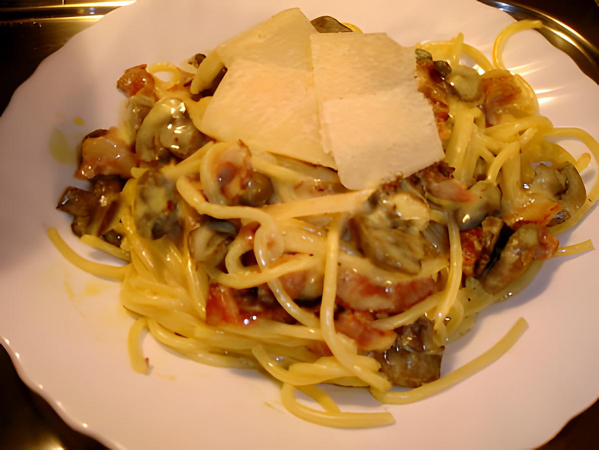 recette Spaghetti Crèmeux Champignons Lardons