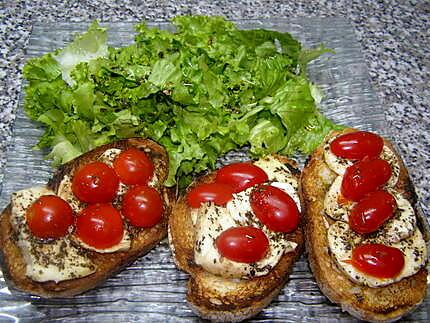 recette bruschettas à la tomate cerise et mozzarella