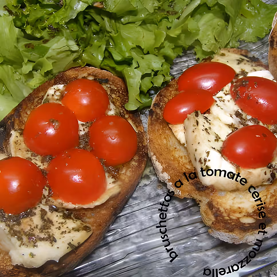 recette bruschettas à la tomate cerise et mozzarella