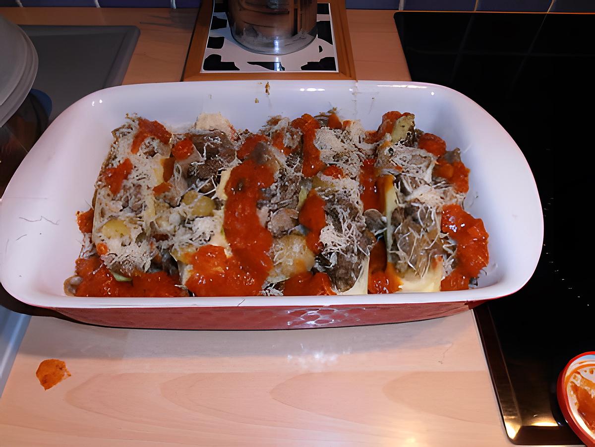 recette courgettes farcis avec  un mélange de champignons forestier