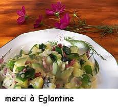 recette COURGETTES A LA CREME, LARDONS ET MENTHE CISELEE "A MA FACON". D’ Eglantine