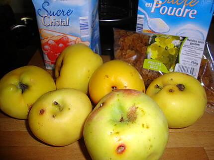 recette confiture  pomme / raisin sec