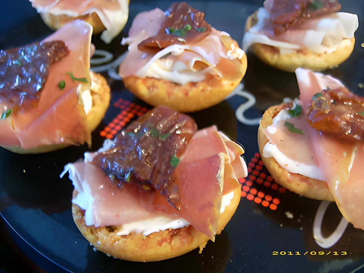 recette crostinis au kiri et au jambon fumé