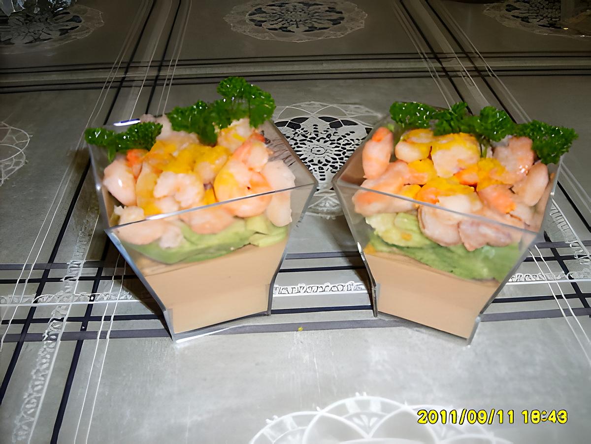 recette panna cotta crevettes/avocat