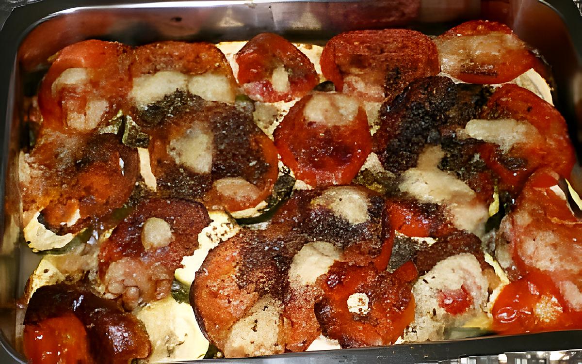 recette Gratin de courgettes, Mozzarella, Tomates, épices