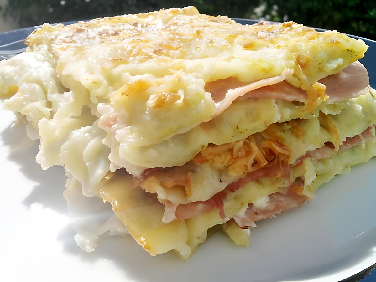 recette Lasagne de ravioles au jambon & fromage