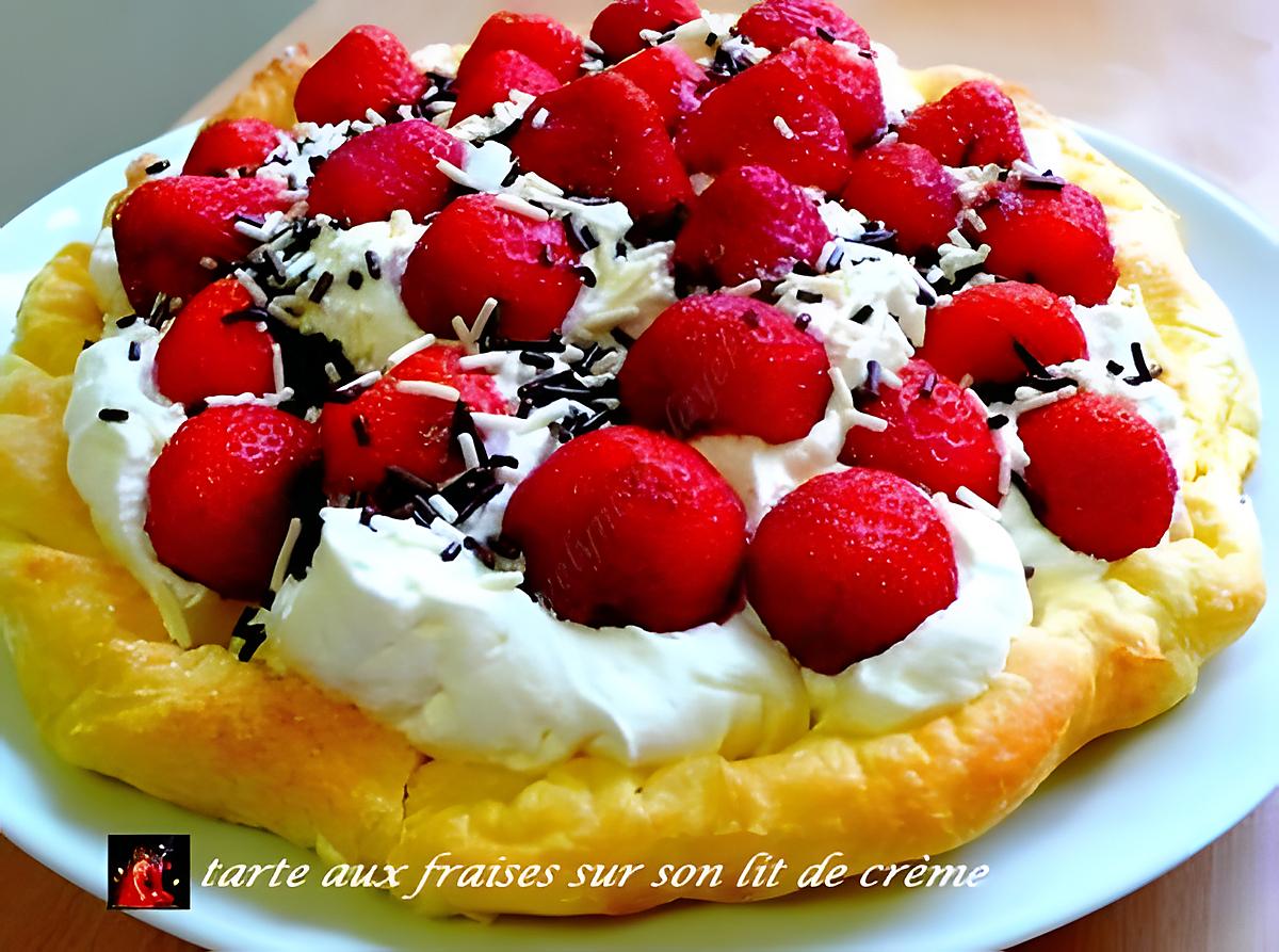 recette tarte aux fraises sur son lit de crème