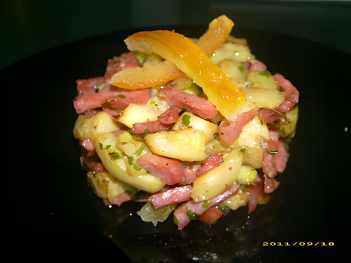 recette courgettes poelées au bacon et aux écorces d'oranges confites