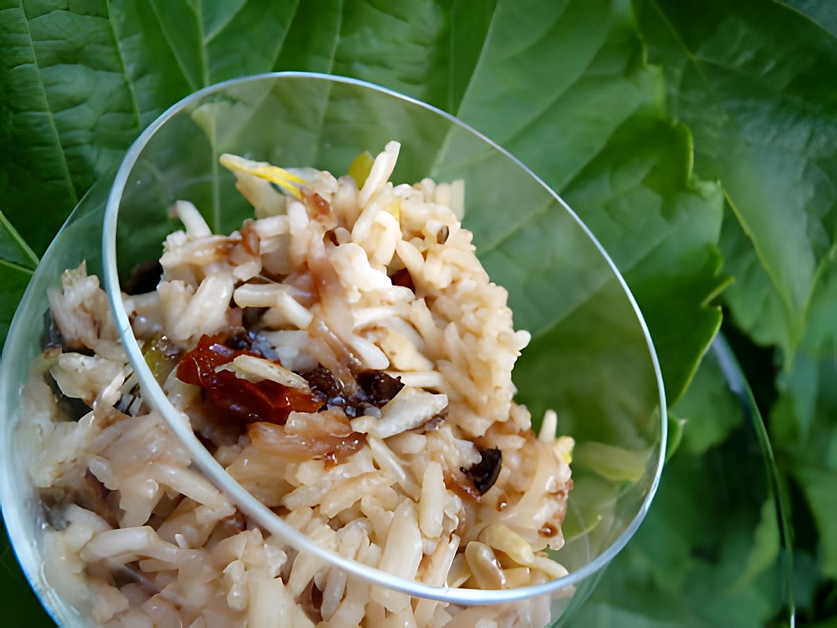 recette Salade de riz , tomates séchées , olives et soja