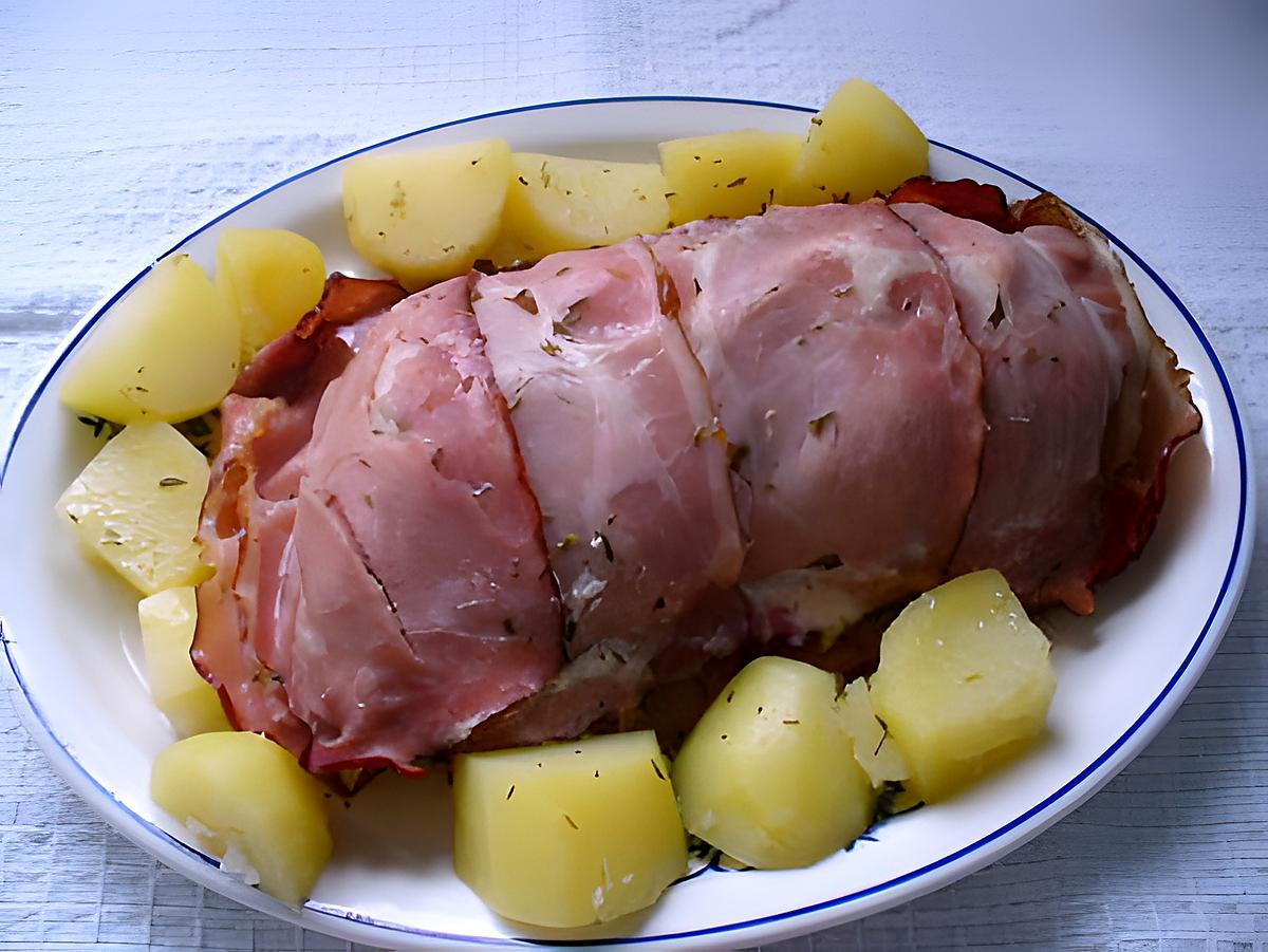 recette cuisse de dinde au lard fumé et aux pommes de terre