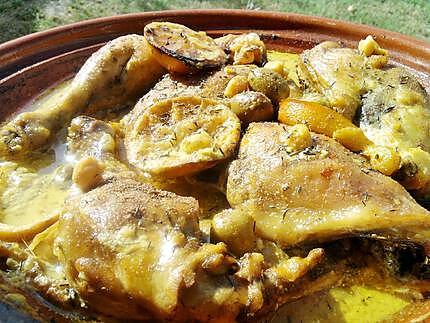 recette Tajine de poulet au citron et olives à la créme