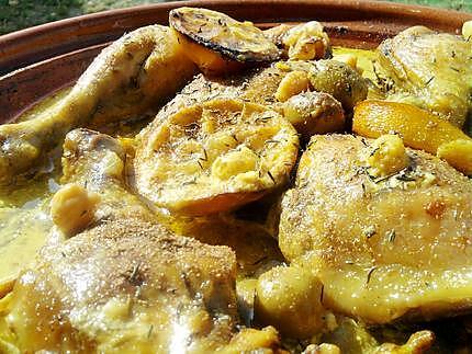 recette Tajine de poulet au citron et olives à la créme