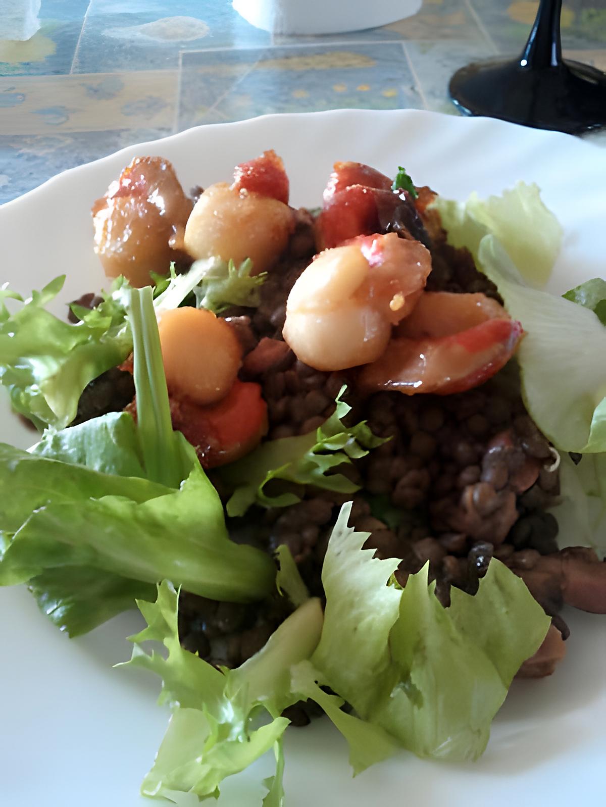 recette Saint-Jacques poêlées sur lentilles