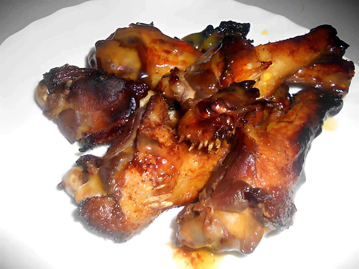 recette Manchons de canard mariné au miel et sauce soja grillé au four.