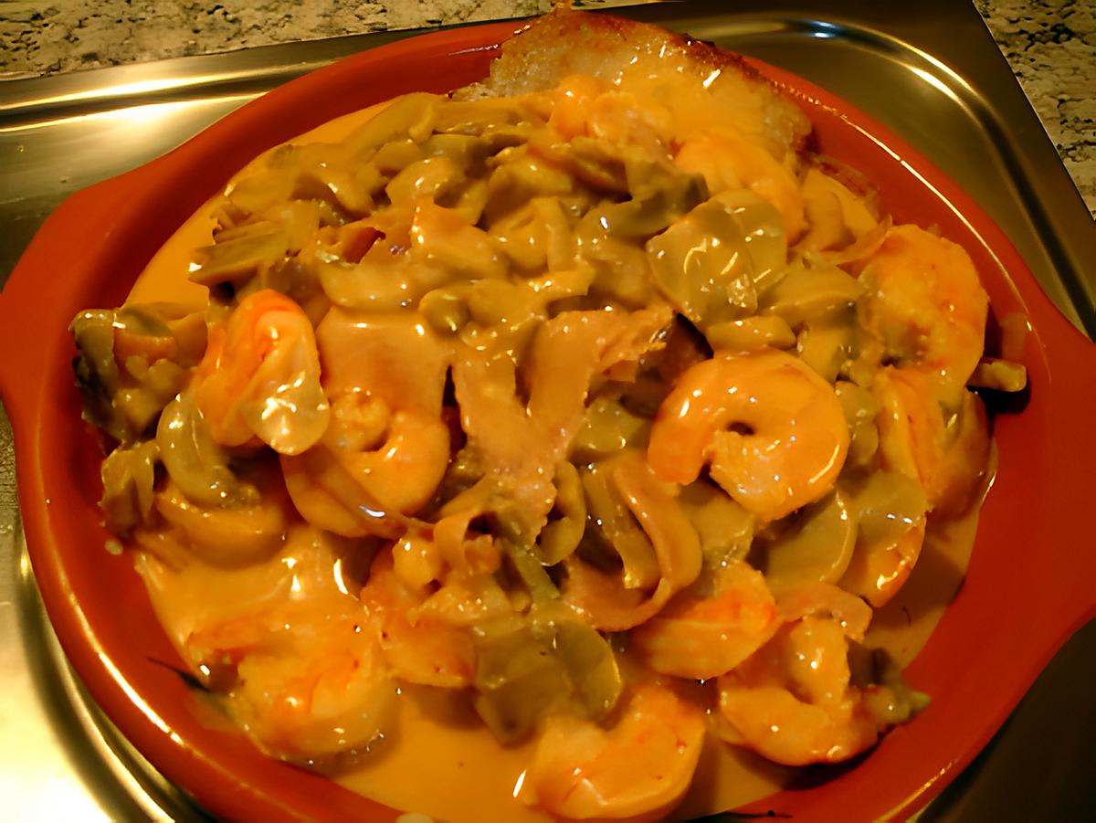 recette Bife de Porco com camarao e cogumelos (Tranches de porc crevettes champignons)