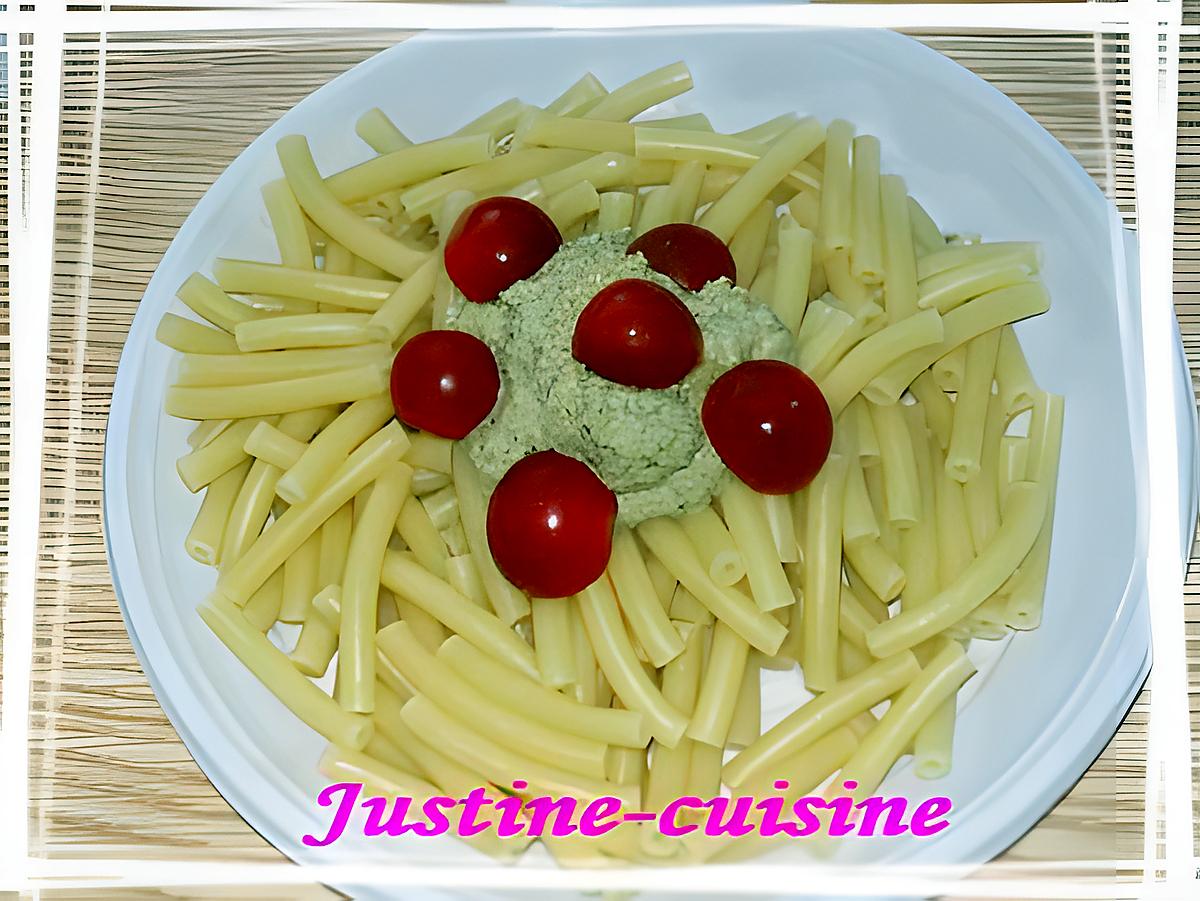 recette macaronis à la tapenade de basilic