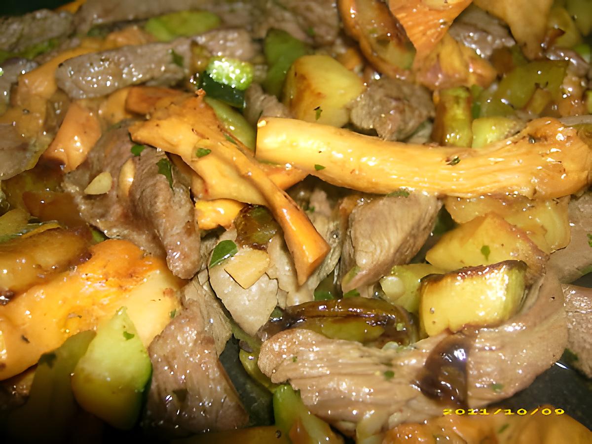 recette poêlée de boeuf aux girolles