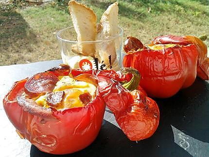 recette Oeufs cocotte de poivrons venu d'espagne