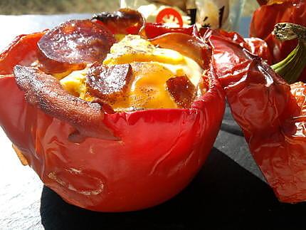 recette Oeufs cocotte de poivrons venu d'espagne