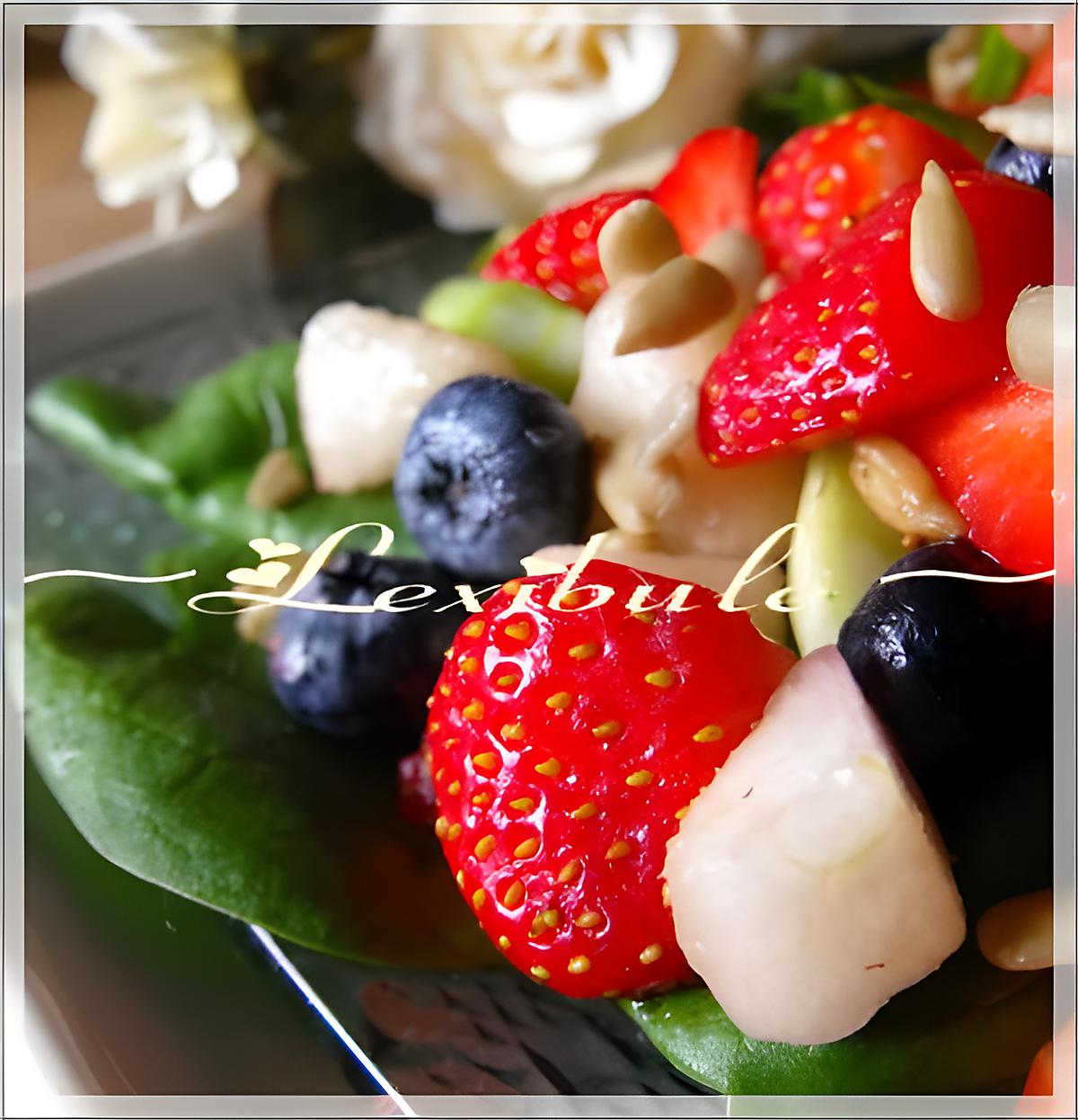 recette Salade d'épinards aux fraises, bleuets et poires