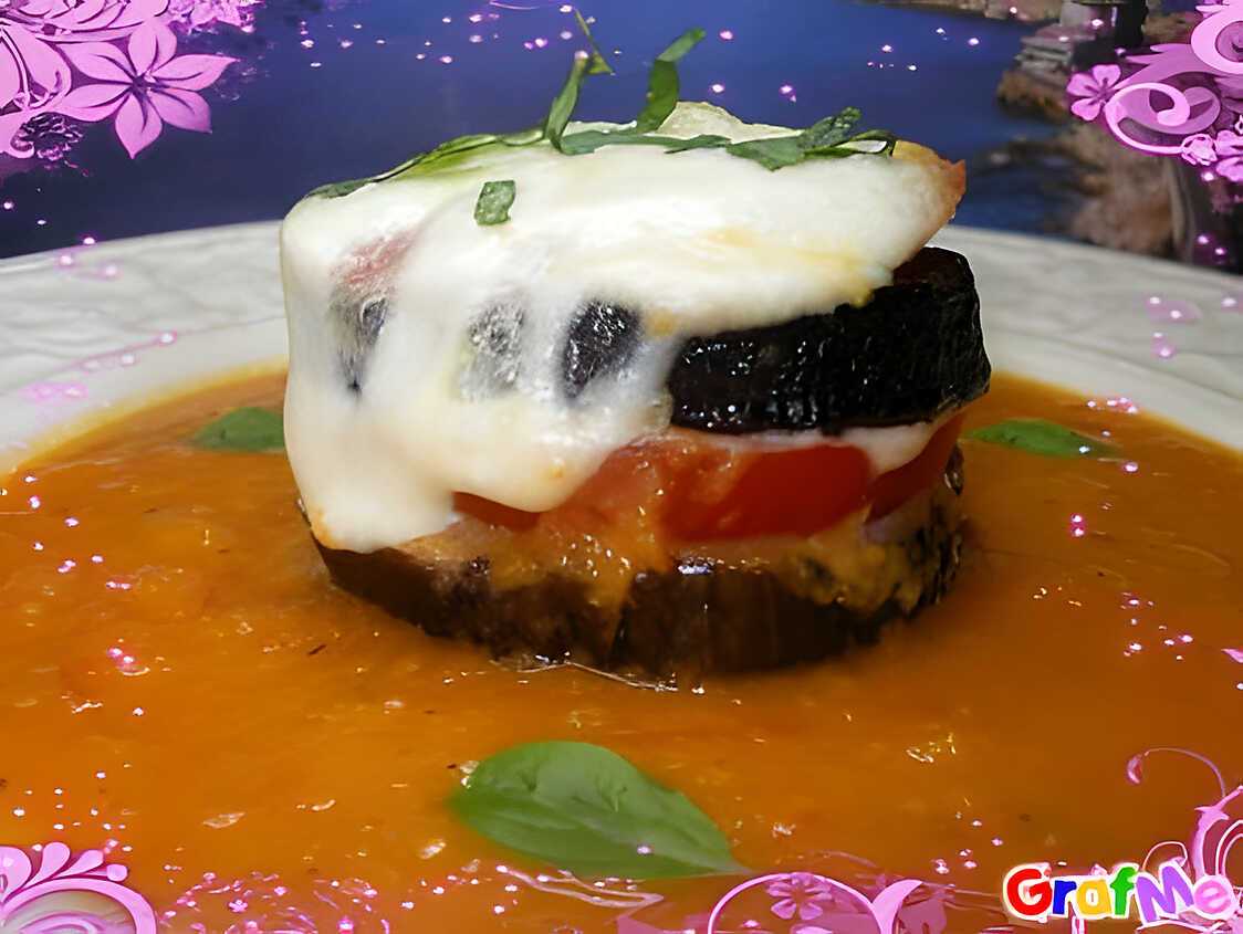 Aubergines grillées,tomates et mozzarella