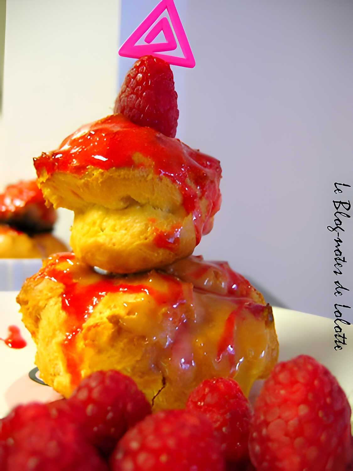 Religieuses framboises et nougat